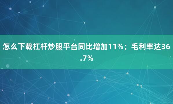 怎么下载杠杆炒股平台同比增加11%；毛利率达36.7%